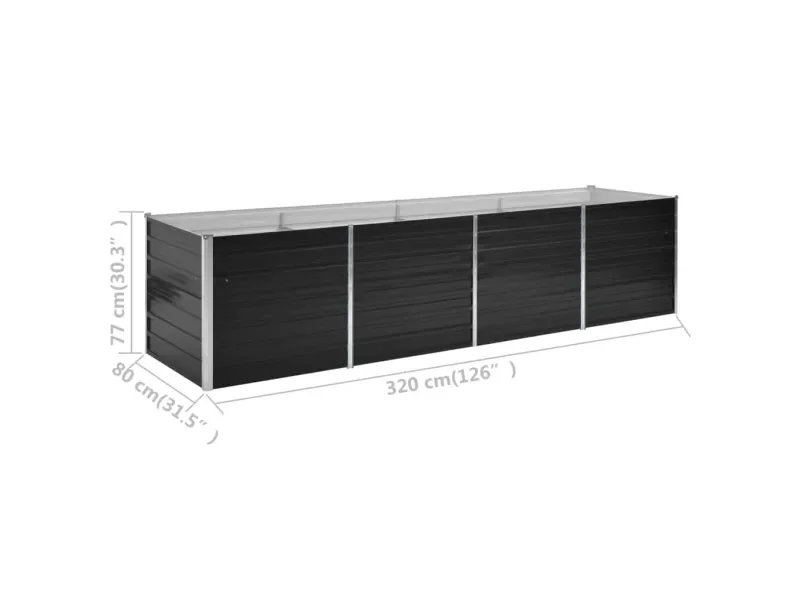 FURNICATO Metall Hochbeet Garten Anthrazit 320 x 80 x 77 cm verzinkt