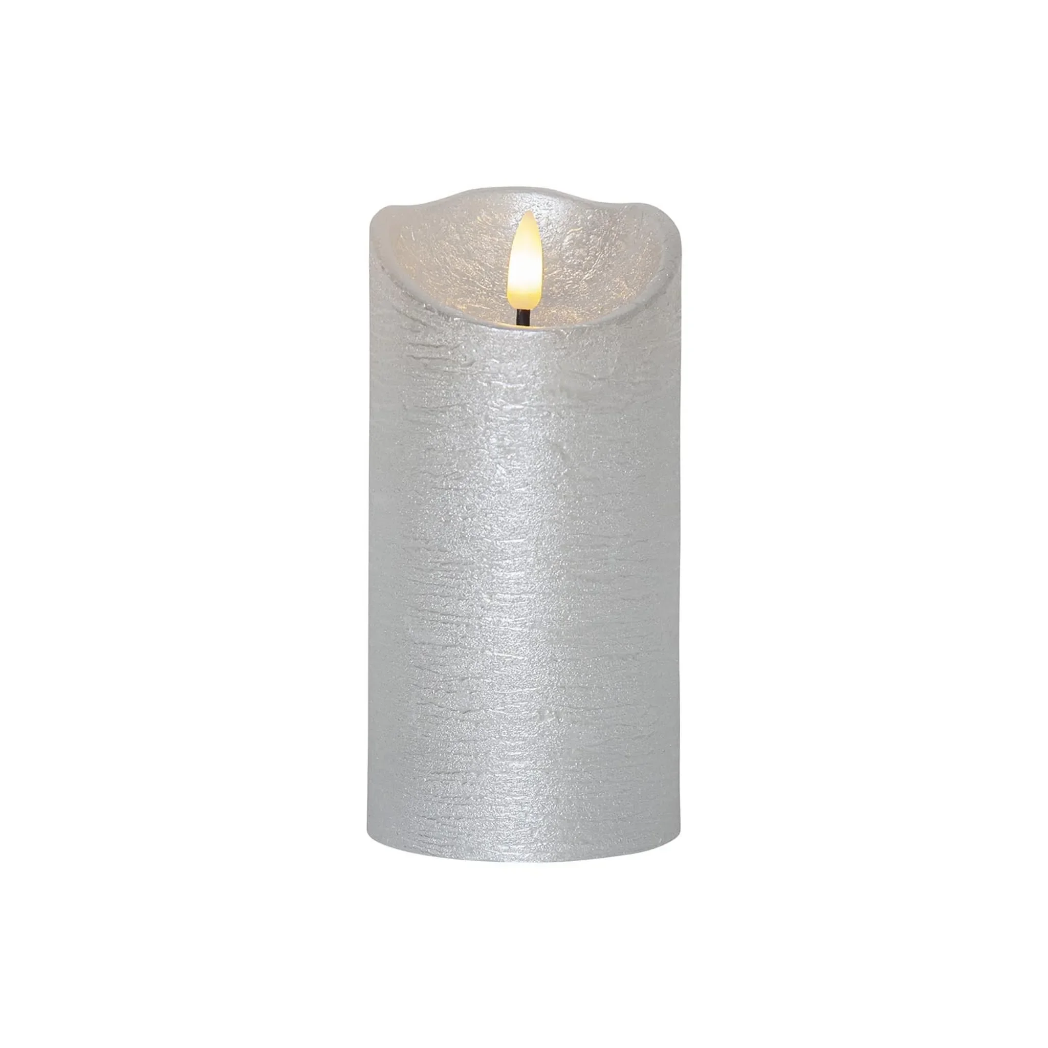 LED-Echtwachskerze „Flamme Rustic“ – Silber