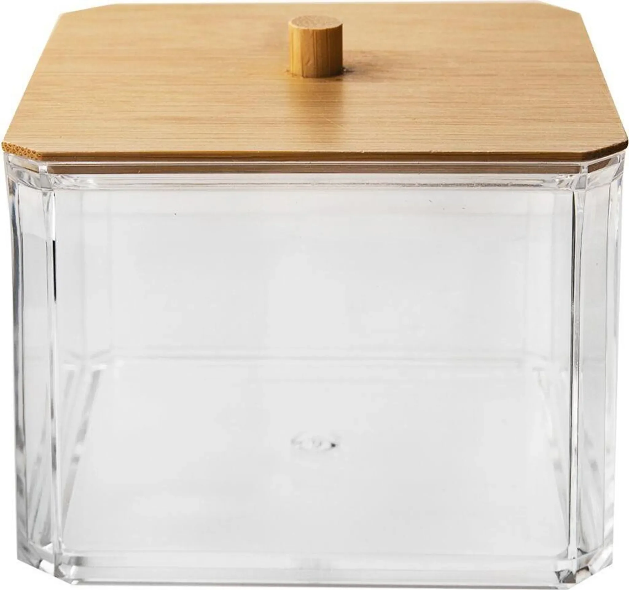 Wattepads-Halter mit Bambusdeckel – transparenter Aufbewahrungsbehälter