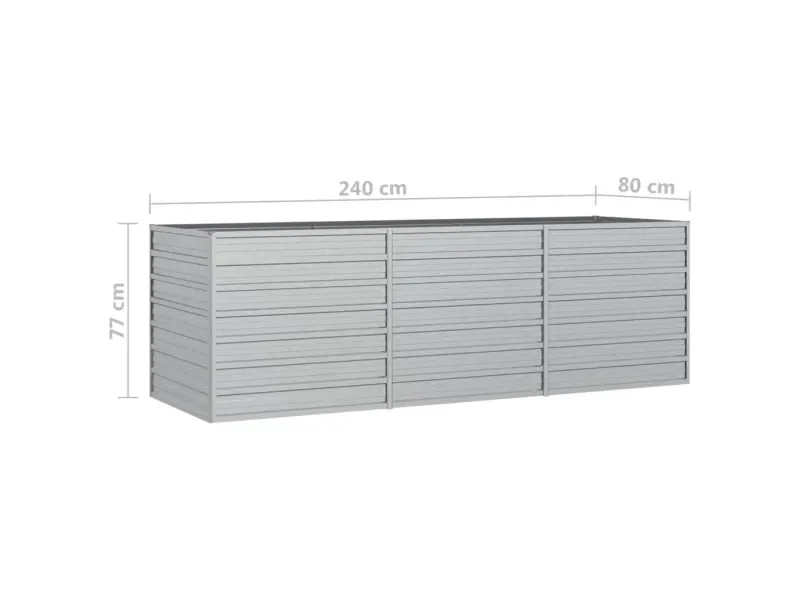 FURNICATO Garten Hochbeet 240 x 80 x 77 cm verzinkter Stahl silber
