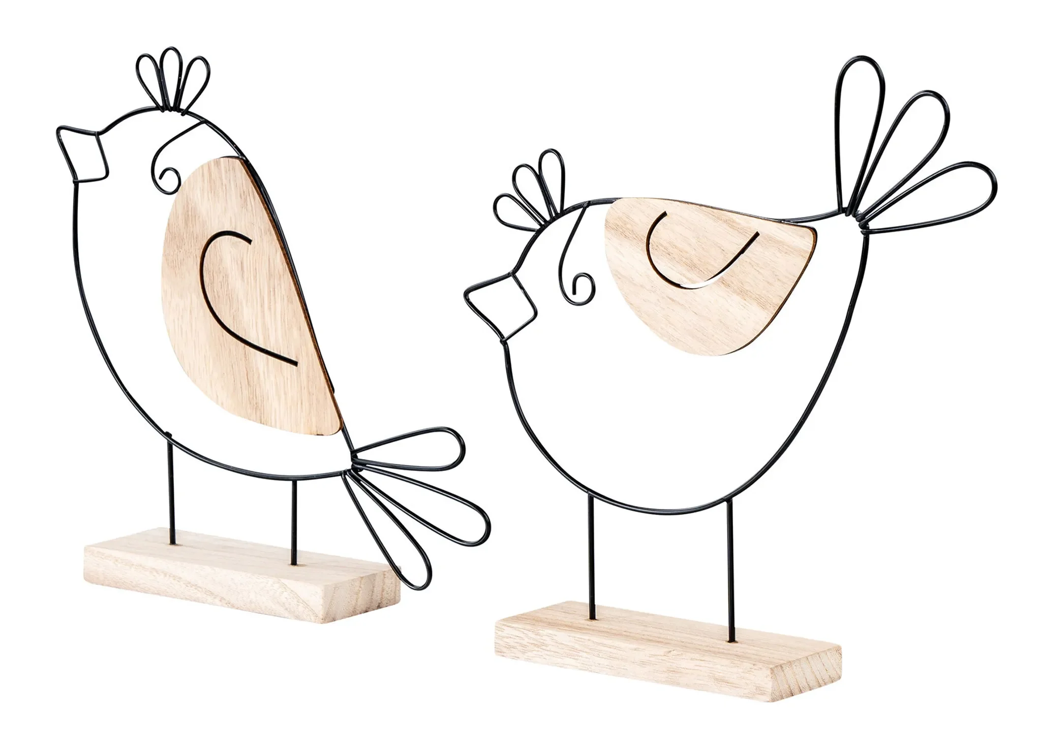 Deko-Aufsteller „Vogel“ – 2er-Set, Metall & Holz