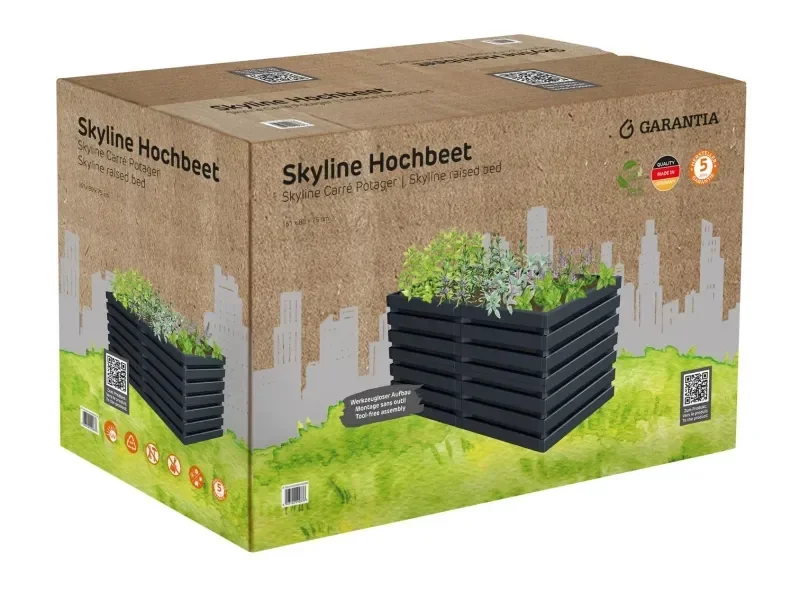 Garantia Hochbeet Skyline Kunststoff 161 x 80 x 75 cm Graphitgrau